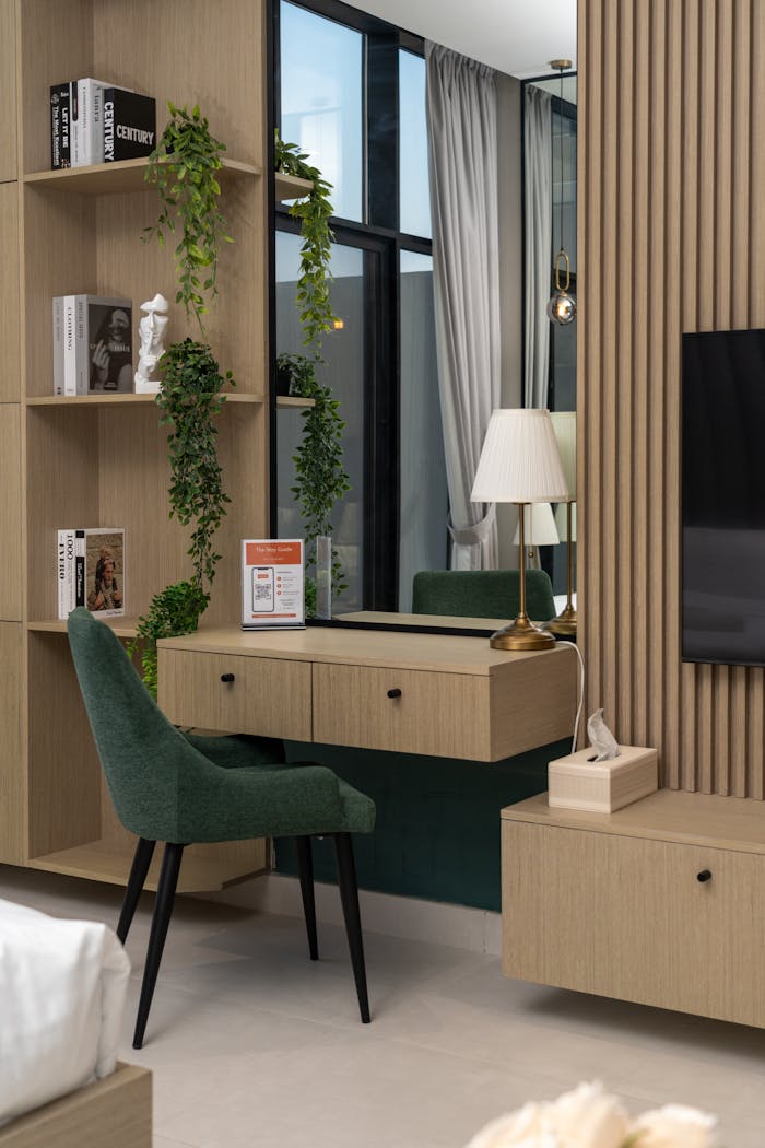 Stylish modern apartment interior featuring minimalist decor in Dubai, UAE.